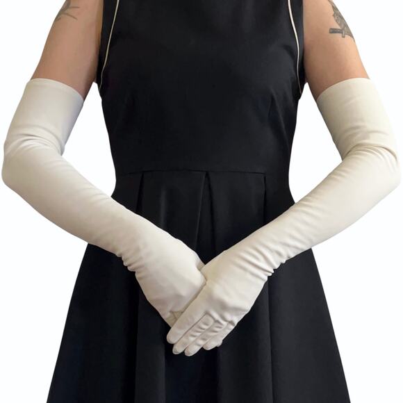 Vintage White Formal Opera Length Wedding Long Evening Gloves 23" Long Size S - Picture 1 of 7